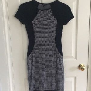Navy pattered work dress